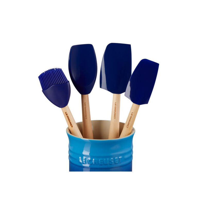 Le Creuset Craft Spatula Set Of 4 With Crock - Azure Blue image number 2